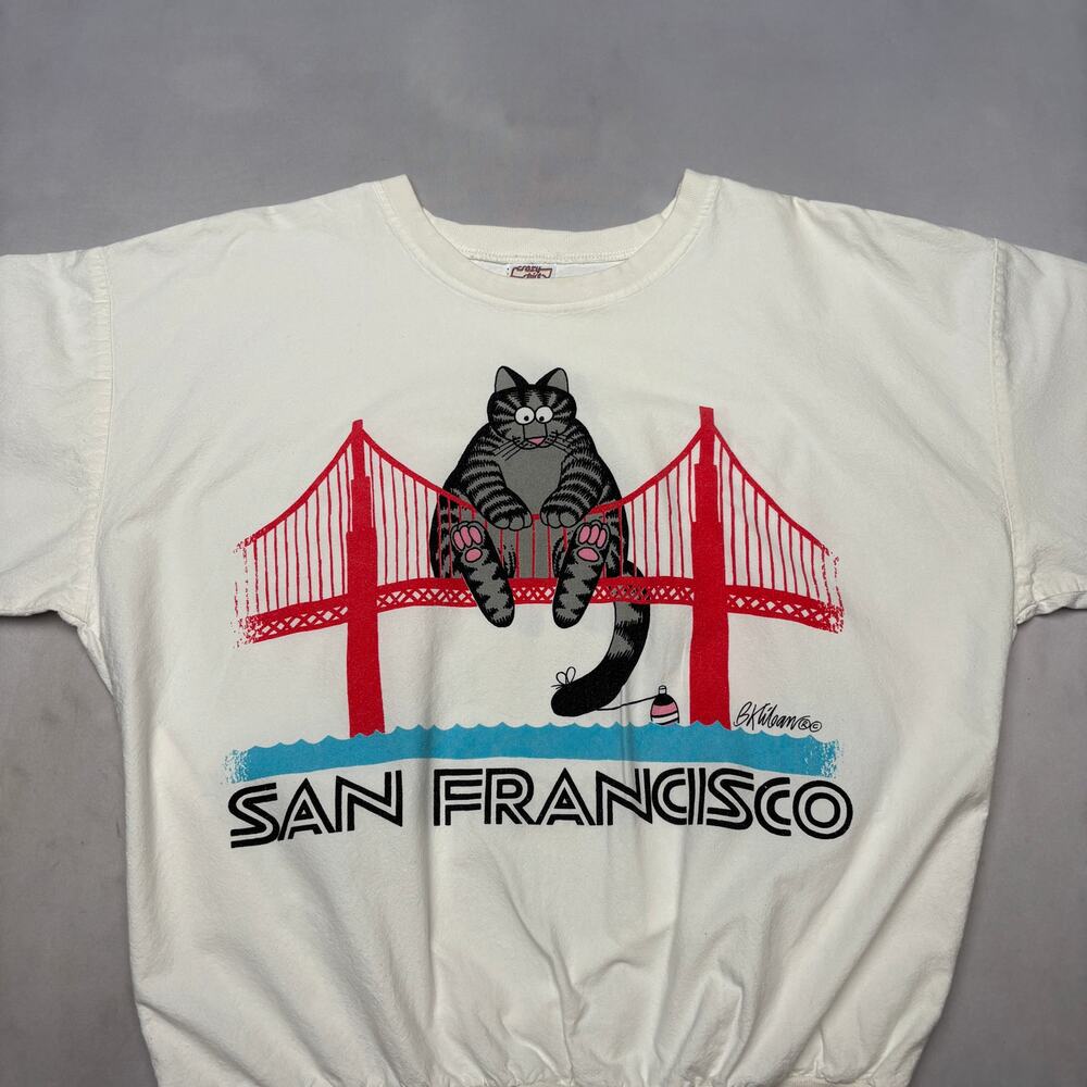 VTG 80s Crazy Shirts Kliban Cat San Francisco Sweatshirt Med Project Hail Mary - Picture 2 of 10